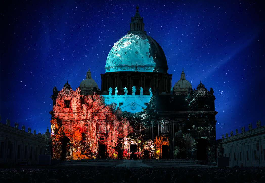 Public art projection featuring images of humanity and climate change to illuminate St. Peter’s Basilica on the opening of the Extraordinary Jubilee of Mercy on Dec. 8