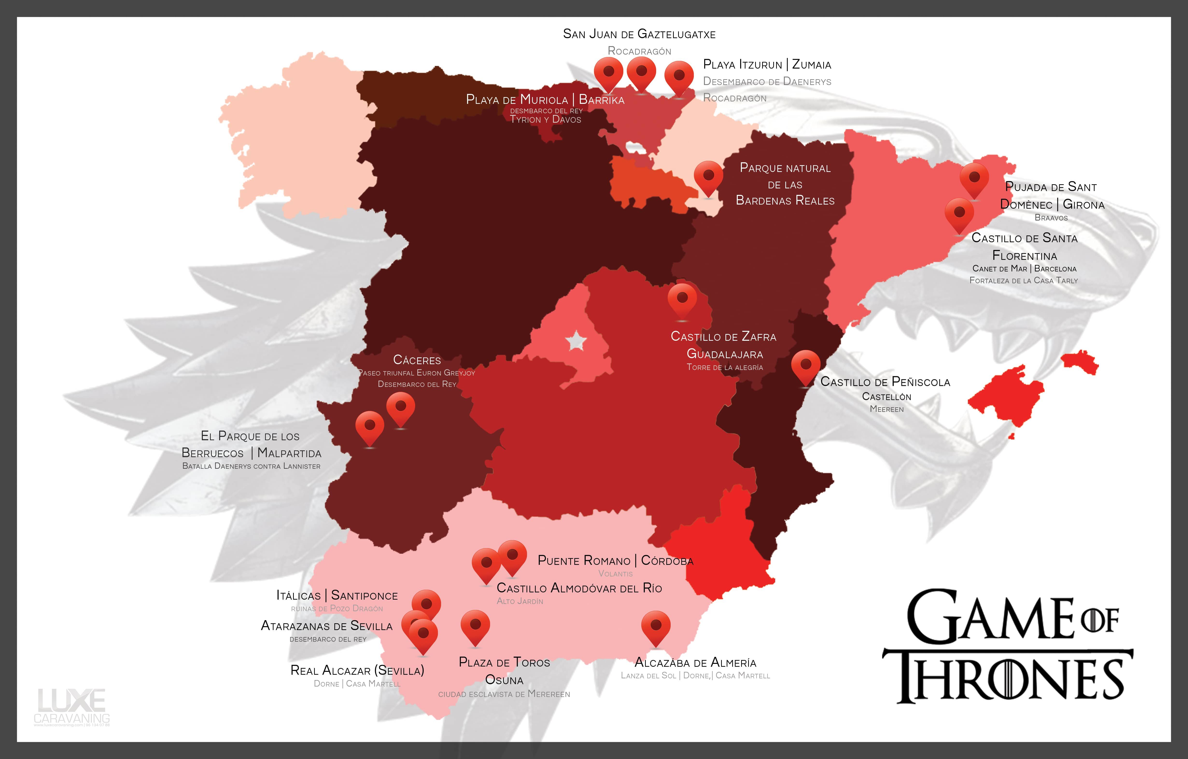 Una empresa valenciana recrea el mapa y las rutas de todos los escenarios de Juego de Tronos en España