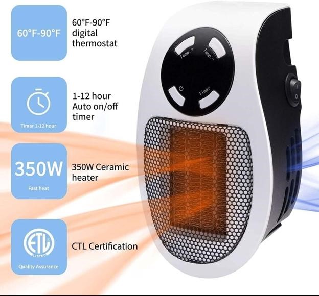 Portable Electric Convector Heater Quality Strong Safe Timer Warmer Uk Seller