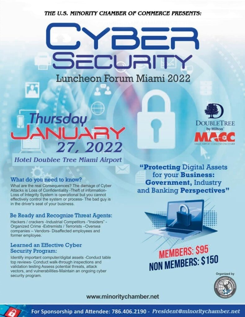 THE U.S. MINORITY CHAMBER ANNOUNCES THE FIST LUNCHEON CONFERENCE ABOUT NATIONAL CYBERSECURITY RISK OF KEY INDUSTRY SECTORS