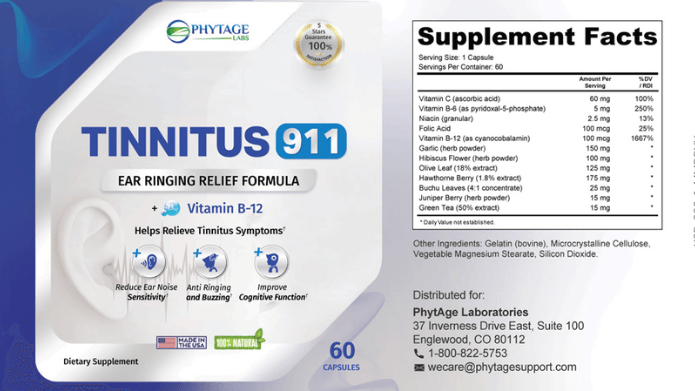Tinnitus 911 Ingredients