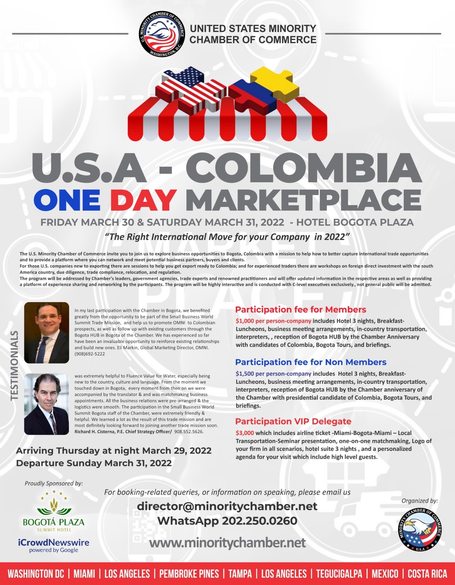 USA COLOMBIA ONE DAY MARKETPLACE.